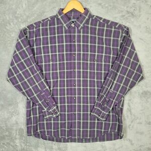Panhandle Slim Shirt Mens XL Purple Plaid Long Sleeve Western Pearl Snap Cowboy